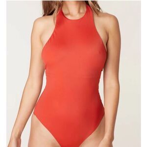 Andie Swim Chili Pepper Halter High Neck Luzon One Piece Swimsuit NWT